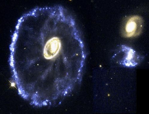 Collision of two galaxies produces ring of starbirth (The Cartwheel) 4970x381 29K